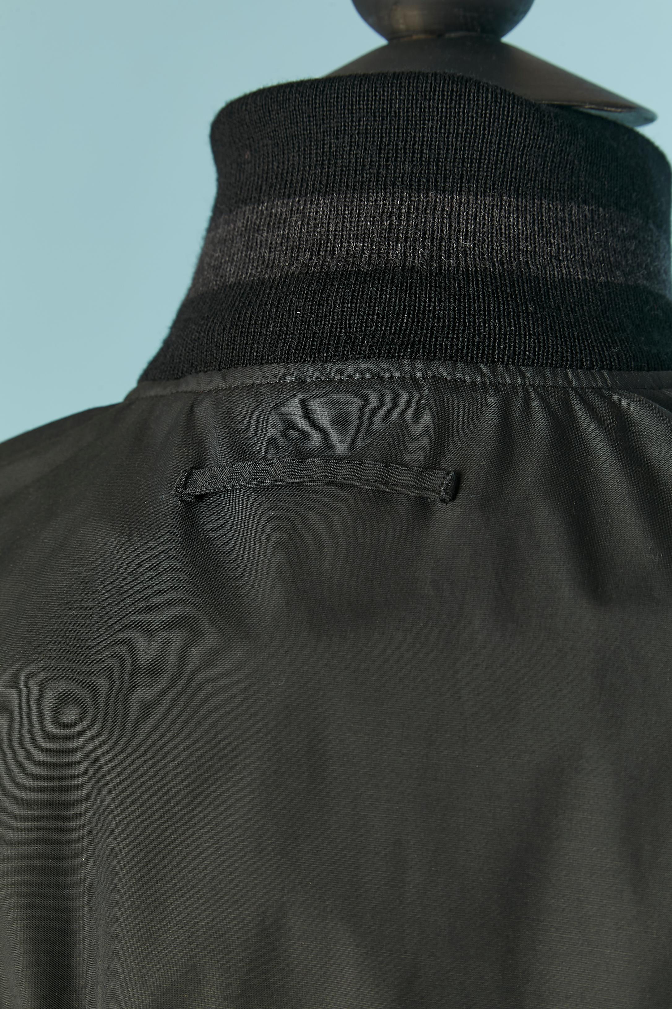 Black nylon jacket with knit-ribbed collar and bottom Jean-Paul Gaultier Femme 3
