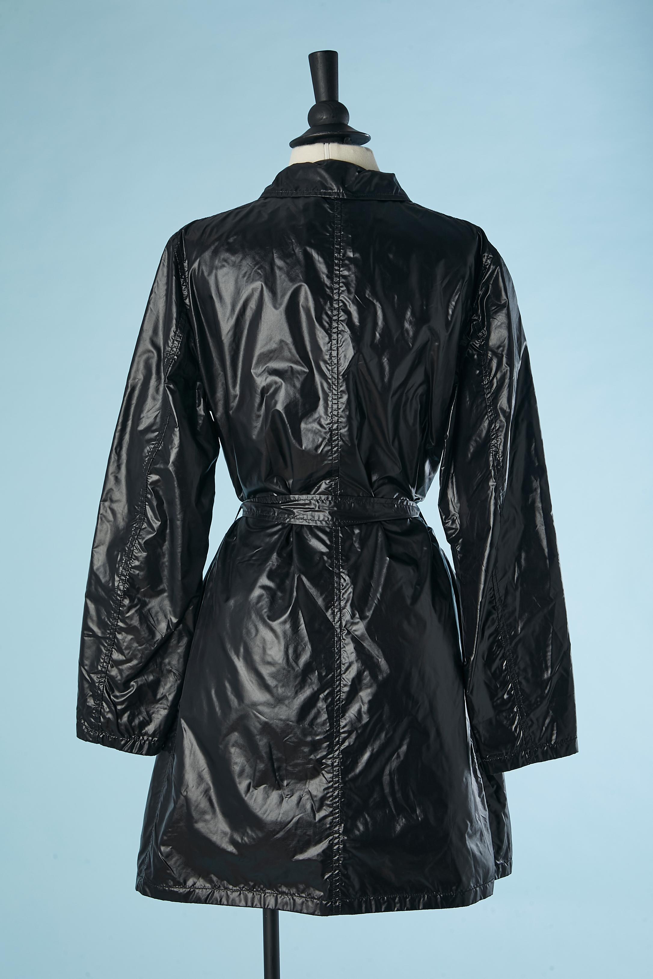 Black nylon raincoat with zip closure Fendissime Republica Italiana  For Sale 1