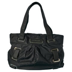 Black nylon shoulder bag with leather handle MUGLER