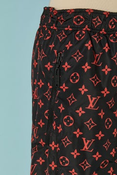 Black nylon trouser with red LV Monogram print LOUIS VUITTON