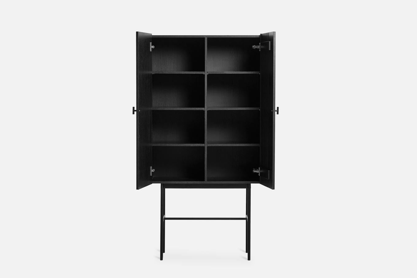 Post-Modern Black Oak Array Highboard 80 by Says Who For Sale
