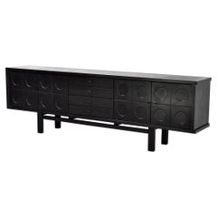 Black Oak Brutalist Sideboard, Belgium 1970's