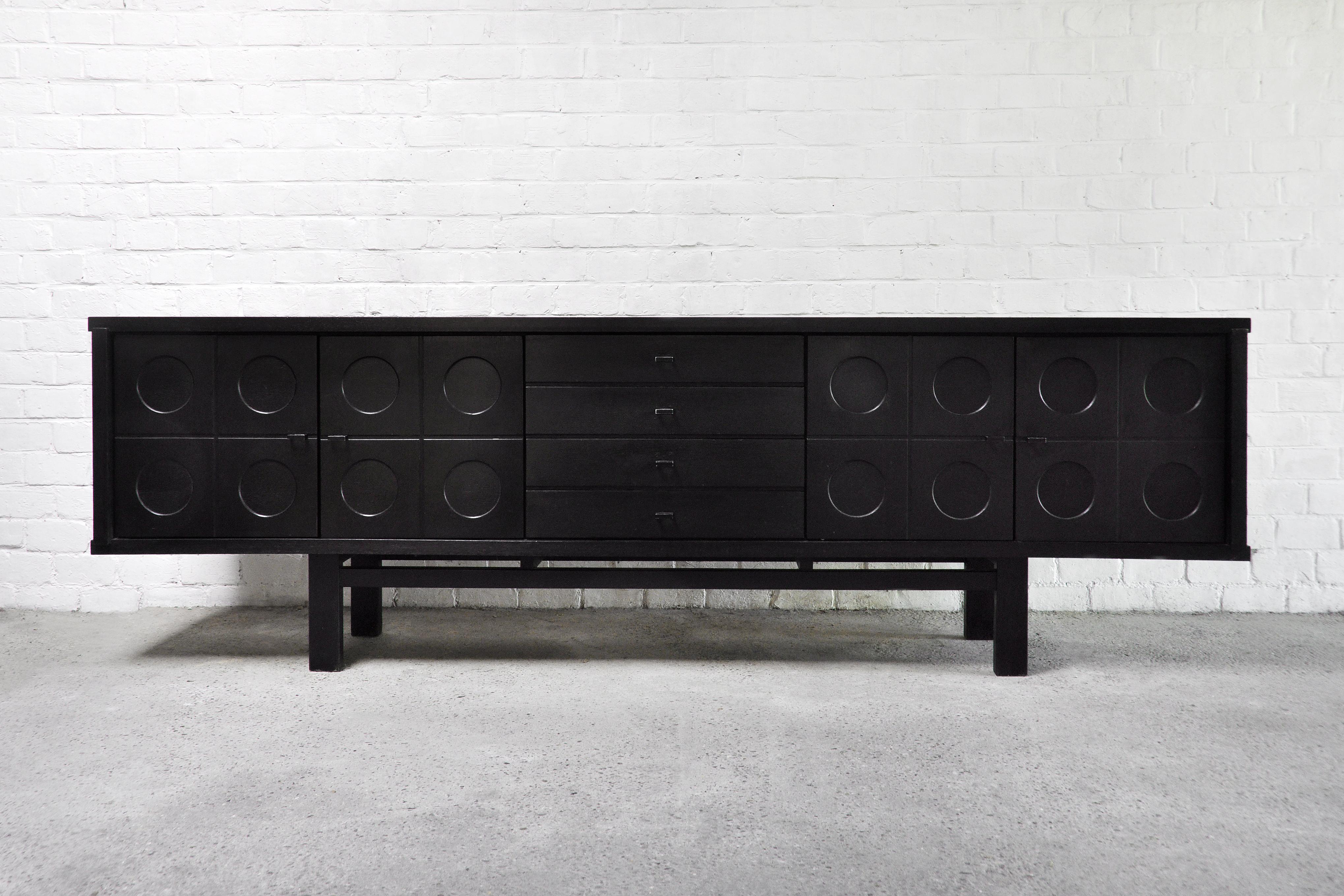 Black Oak Brutalist Sideboard By De Coene, Belgium 1970's 4