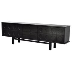 Black Oak Brutalist Sideboard By De Coene, Belgium 1970's