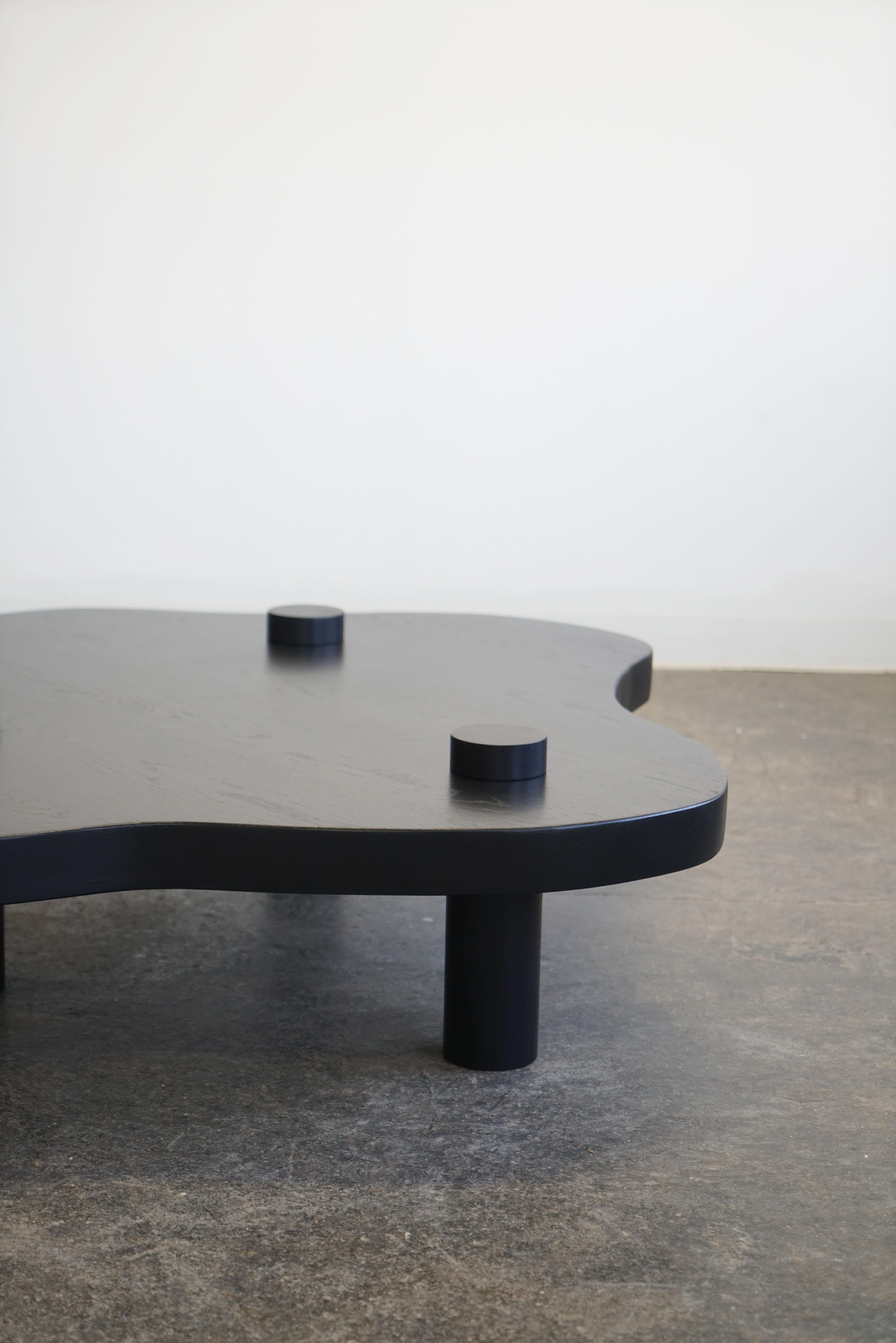 American Black Oak cloud freeform organic modern coffee table, minimalist design For Sale
