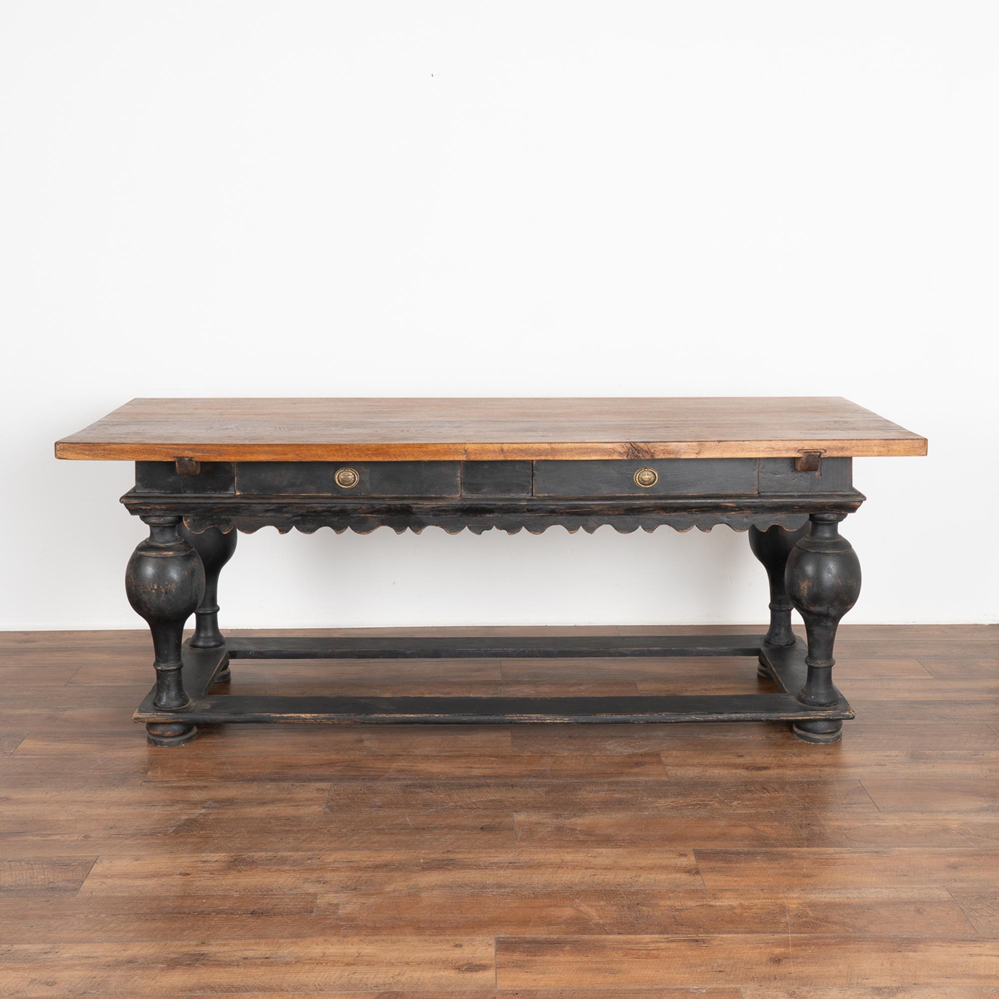 Danish Black Oak Library Refectory Table, Denmark circa 1840-60