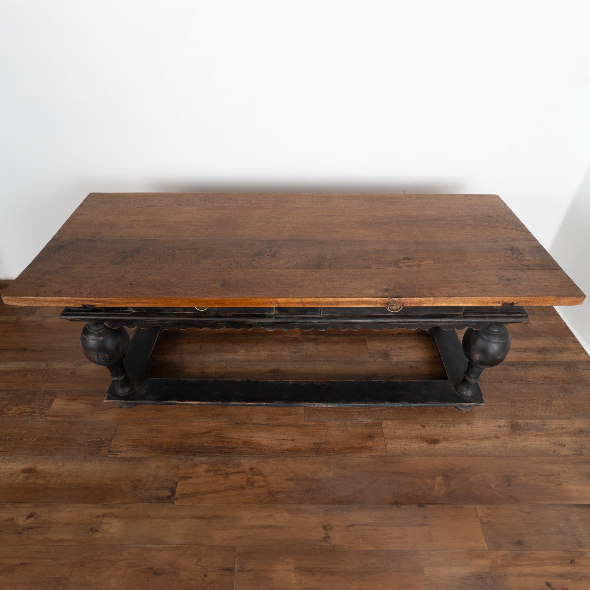 Black Oak Library Refectory Table, Denmark circa 1840-60 In Good Condition In Round Top, TX