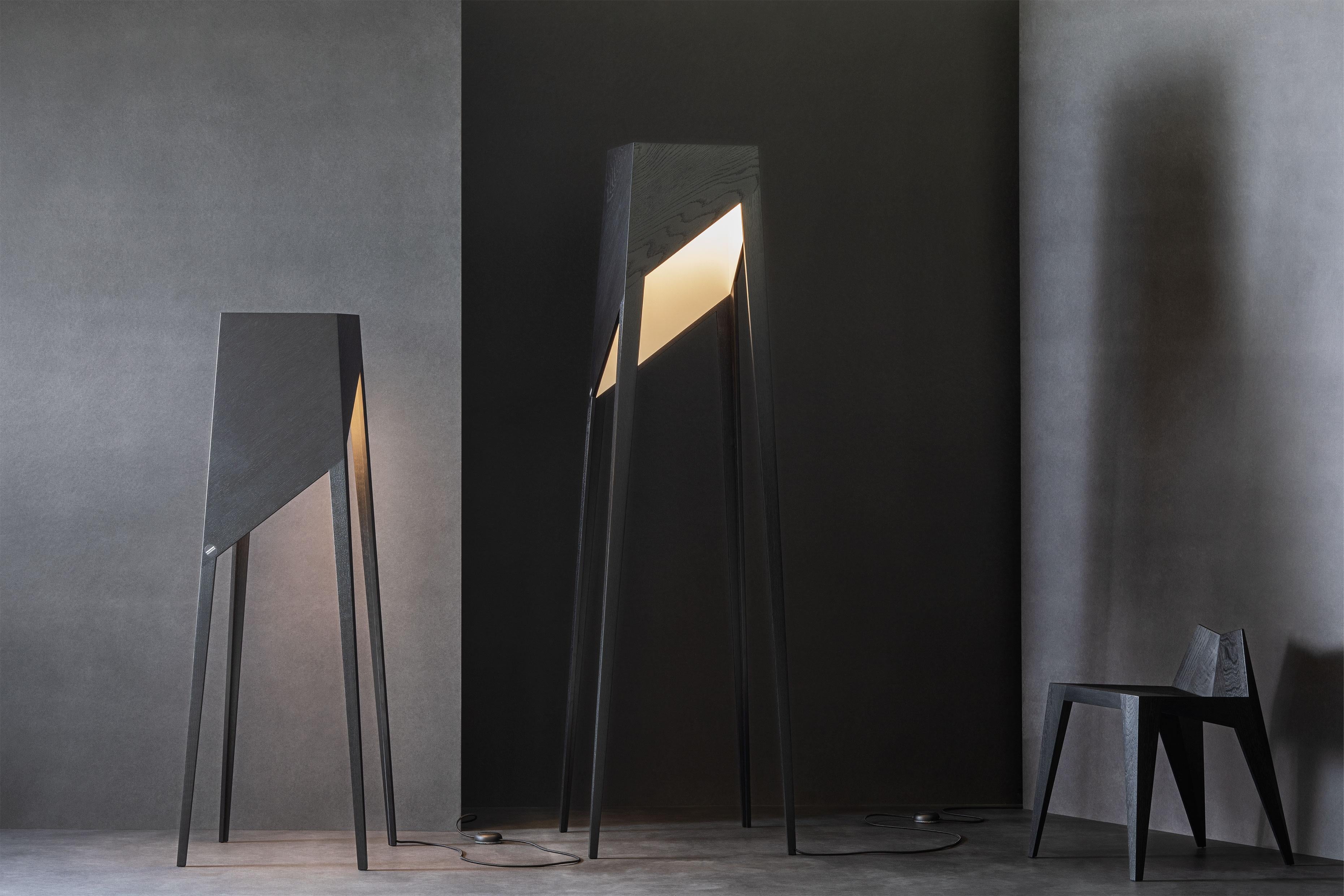 Contemporary Black Oak Luise Floor Lamp by Matthias Scherzinger For Sale