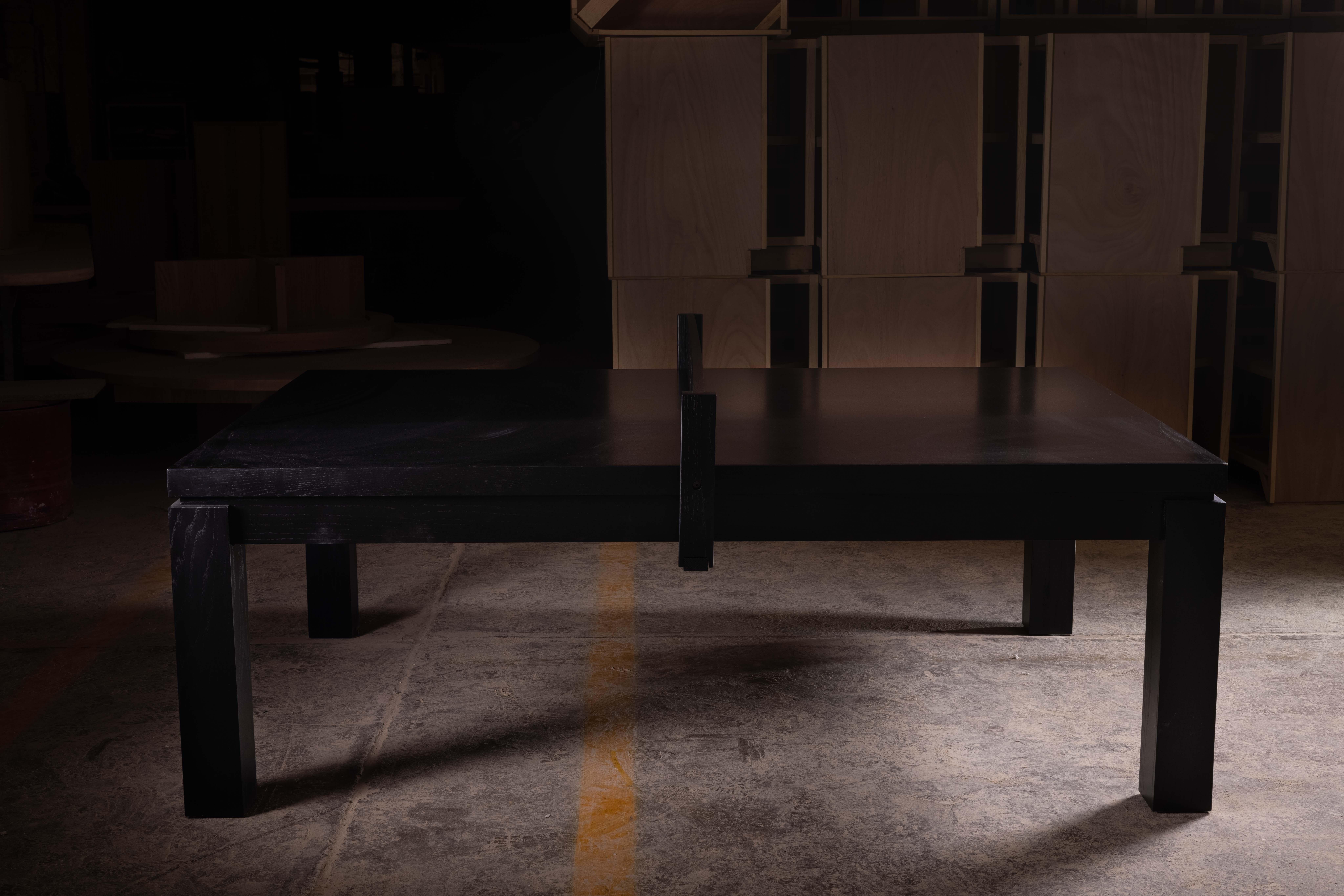 Modern Black Oak Ping Pong Table For Sale