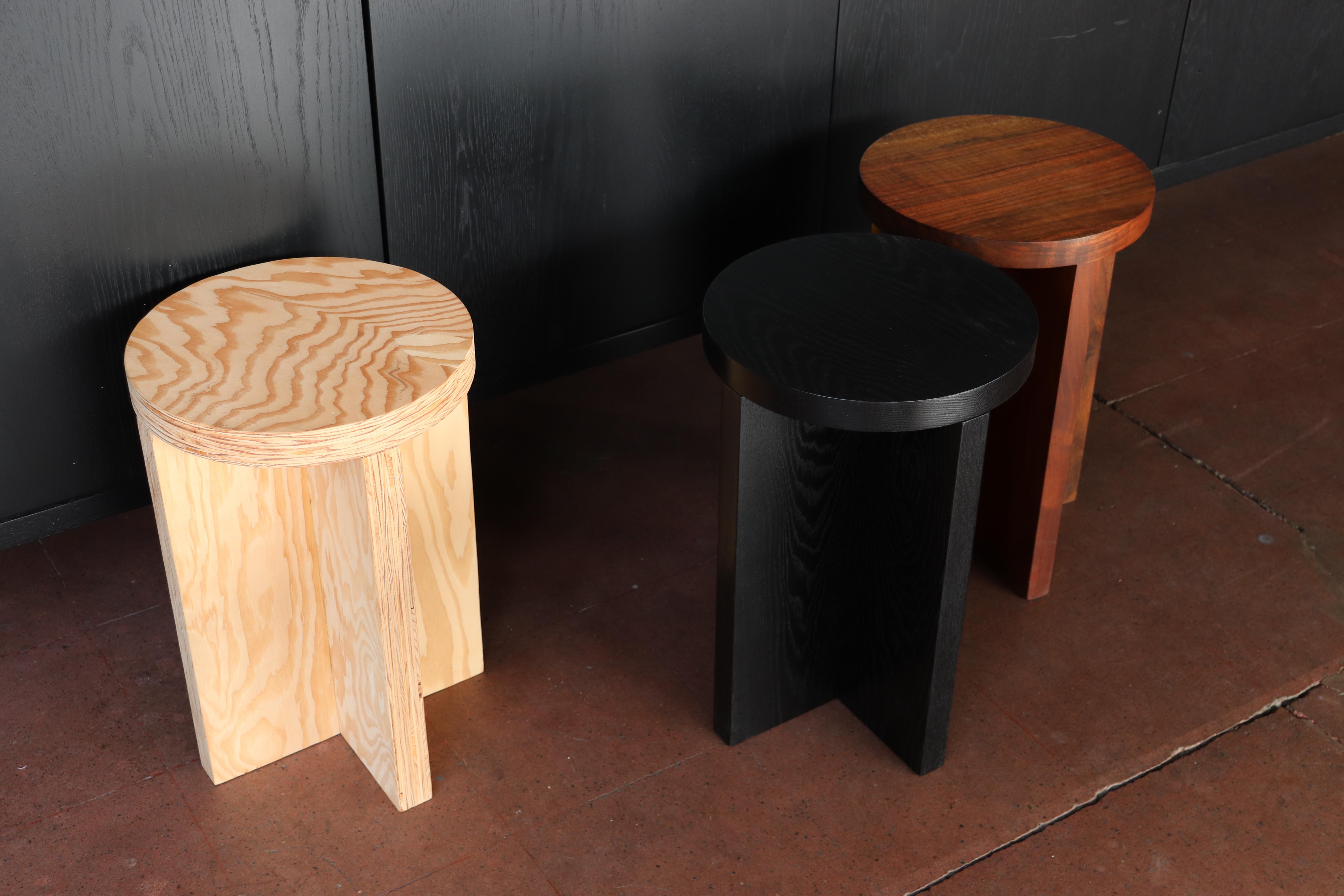 Minimalist Blackened Ash Round Top Foundation Side Table / Stool For Sale