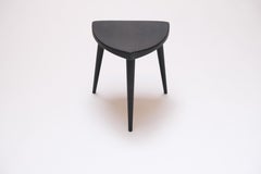Black Oak Three Legged Danish Modern Stool Japanese Design