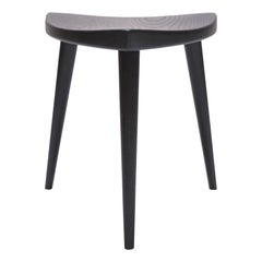 Black Oak Three Legged Danish Modern Stool Japanese Design