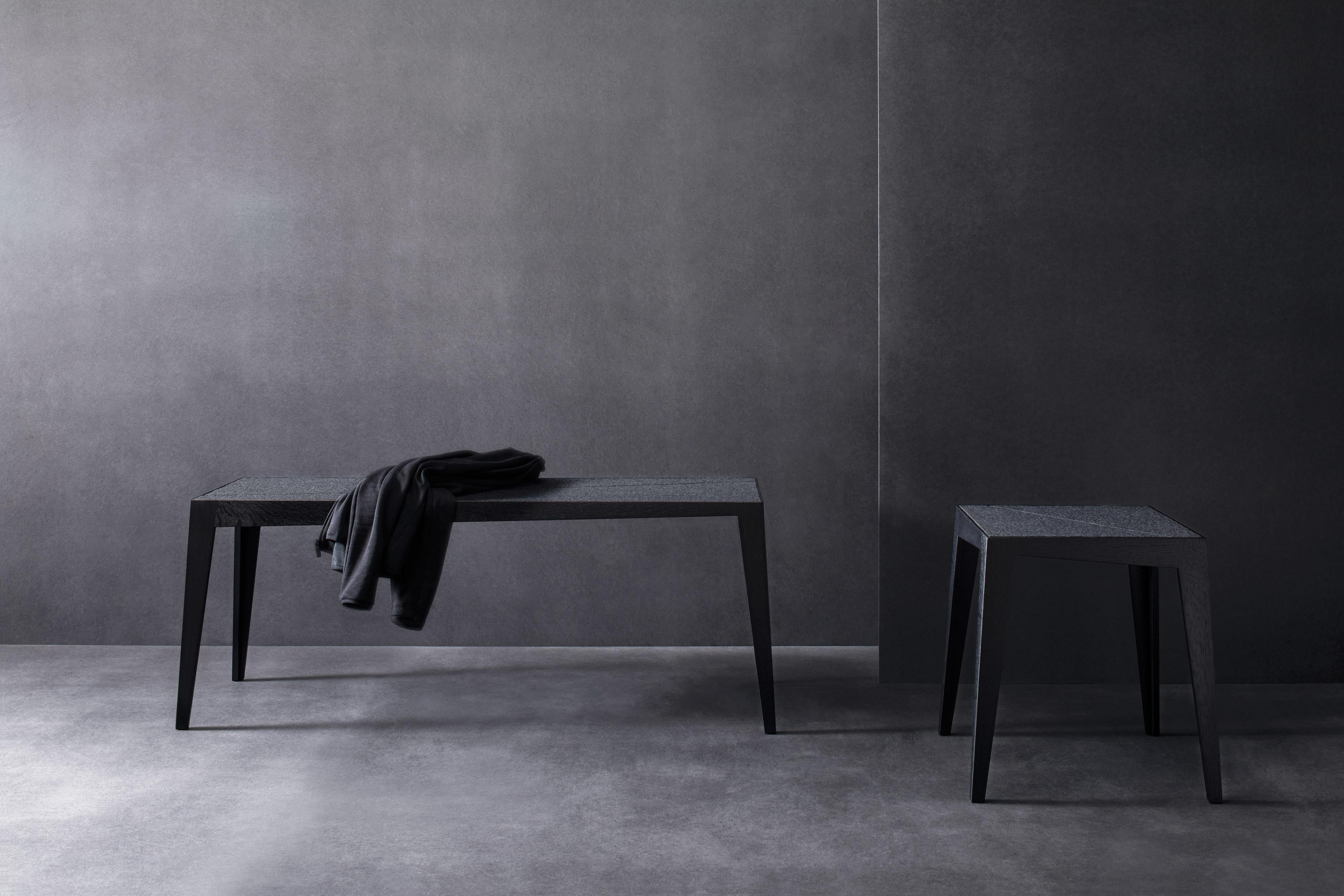 Modern Black Oak Tocker Bench by Matthias Scherzinger