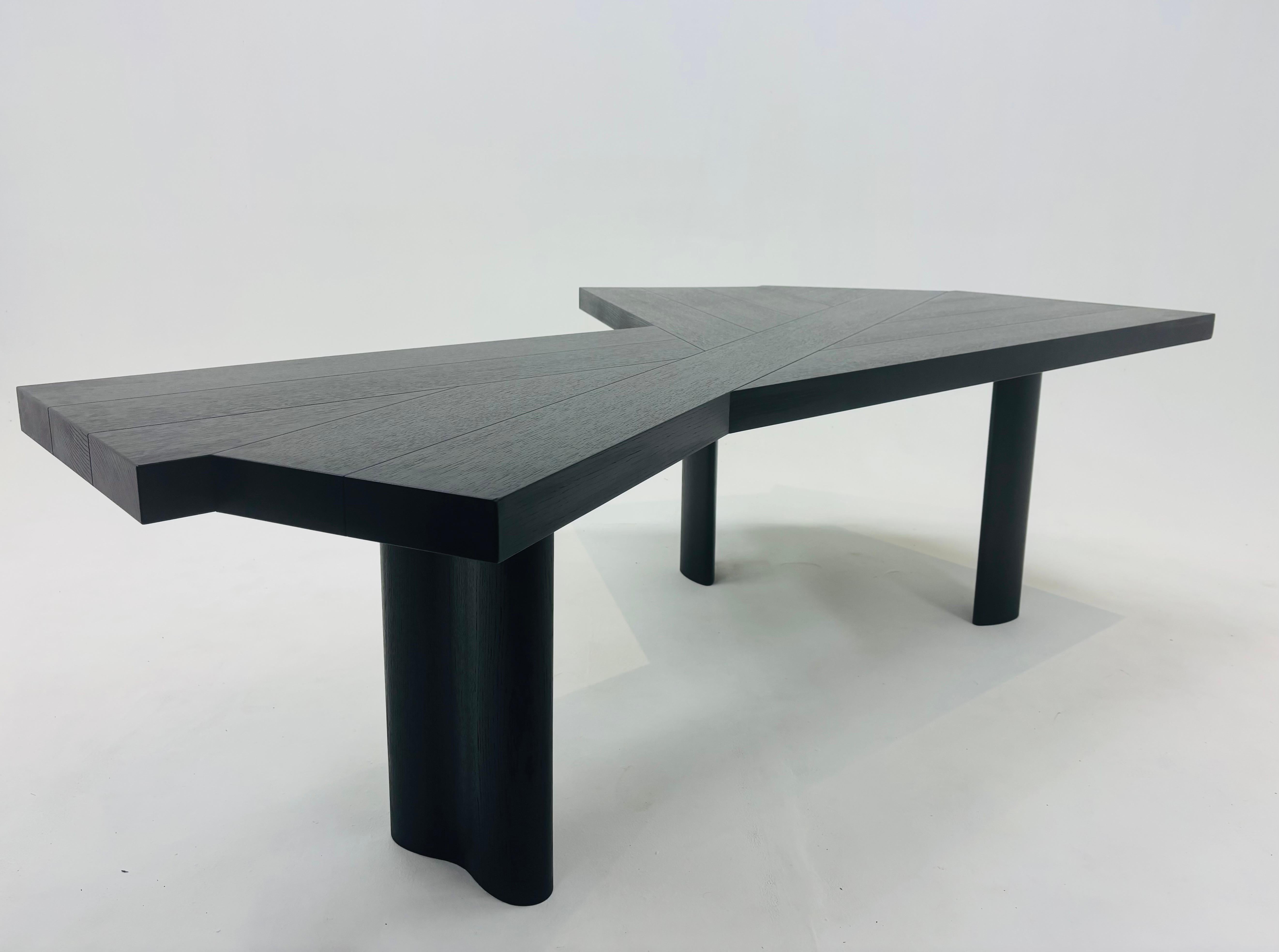 Black Oak Ventaglio Dining Table or Desk by Charlotte Perriand for