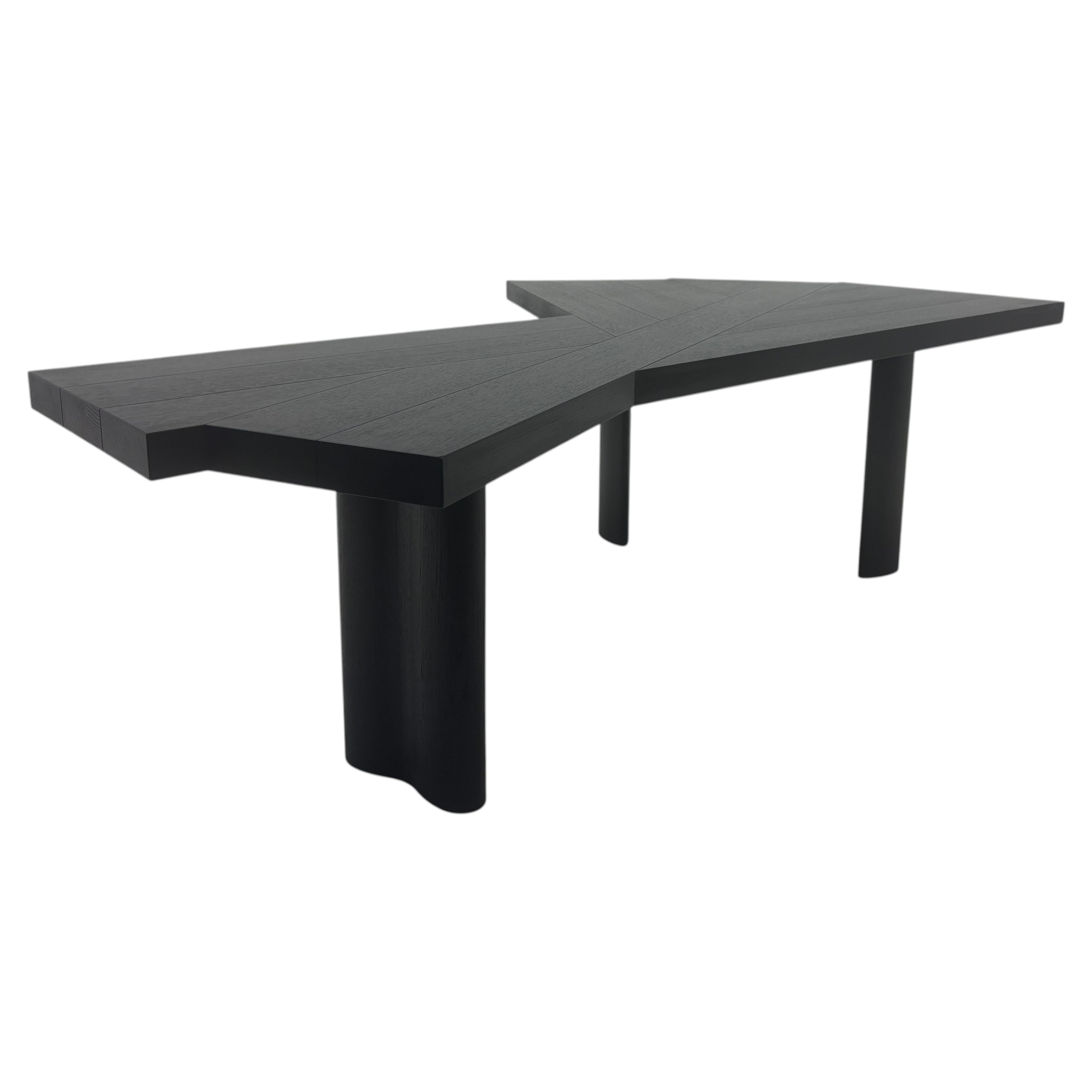 Black Oak Ventaglio Dining Table or Desk by Charlotte Perriand for