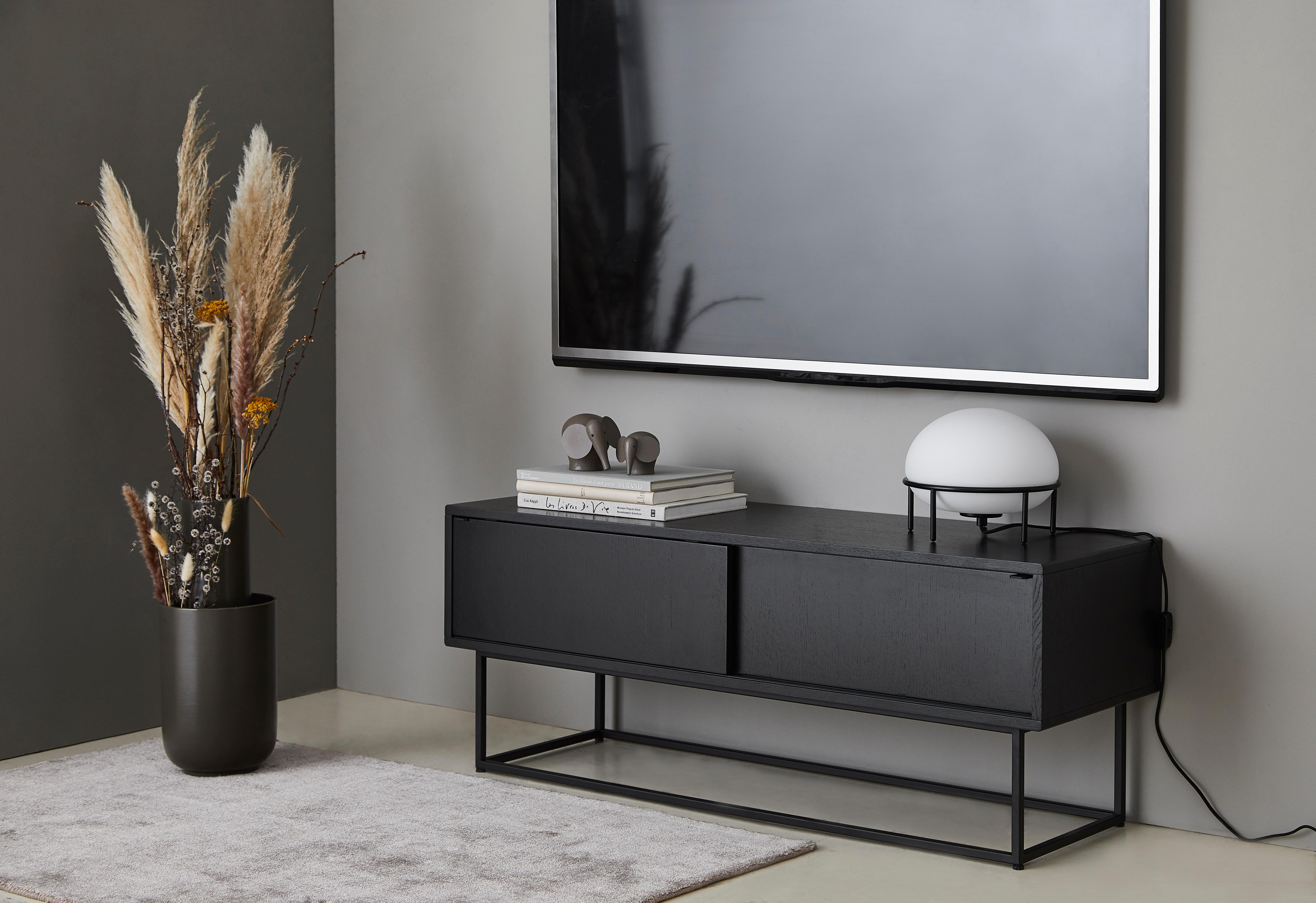 Metal Black Oak Virka Low Sideboard by Ropke Design and Moaak For Sale