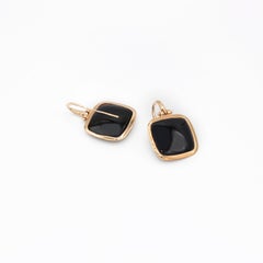 Black Obsidian 18 Karat Pink Gold Earrings