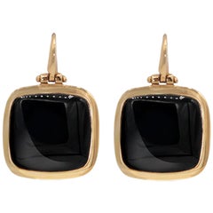 Black Obsidian 18 Karat Pink Gold Earrings