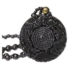Black Obsidian Chinese Dragon Necklace