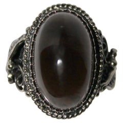 Black obsidian filigree ring