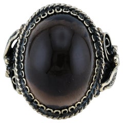 Black obsidian filigree ring