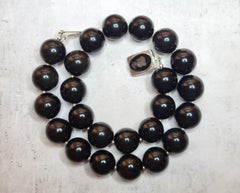 Black Obsidian Necklace with Black Onyx Intaglio Cameo Clasp