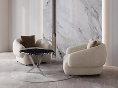 Black Obsidian Occassional Table with Steel Base, Stefano Piccini, Made in Italy