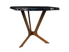 Schwarzer Obsidian Beistelltisch mit Stahlfuß, Stefano Piccini, Made in Italy