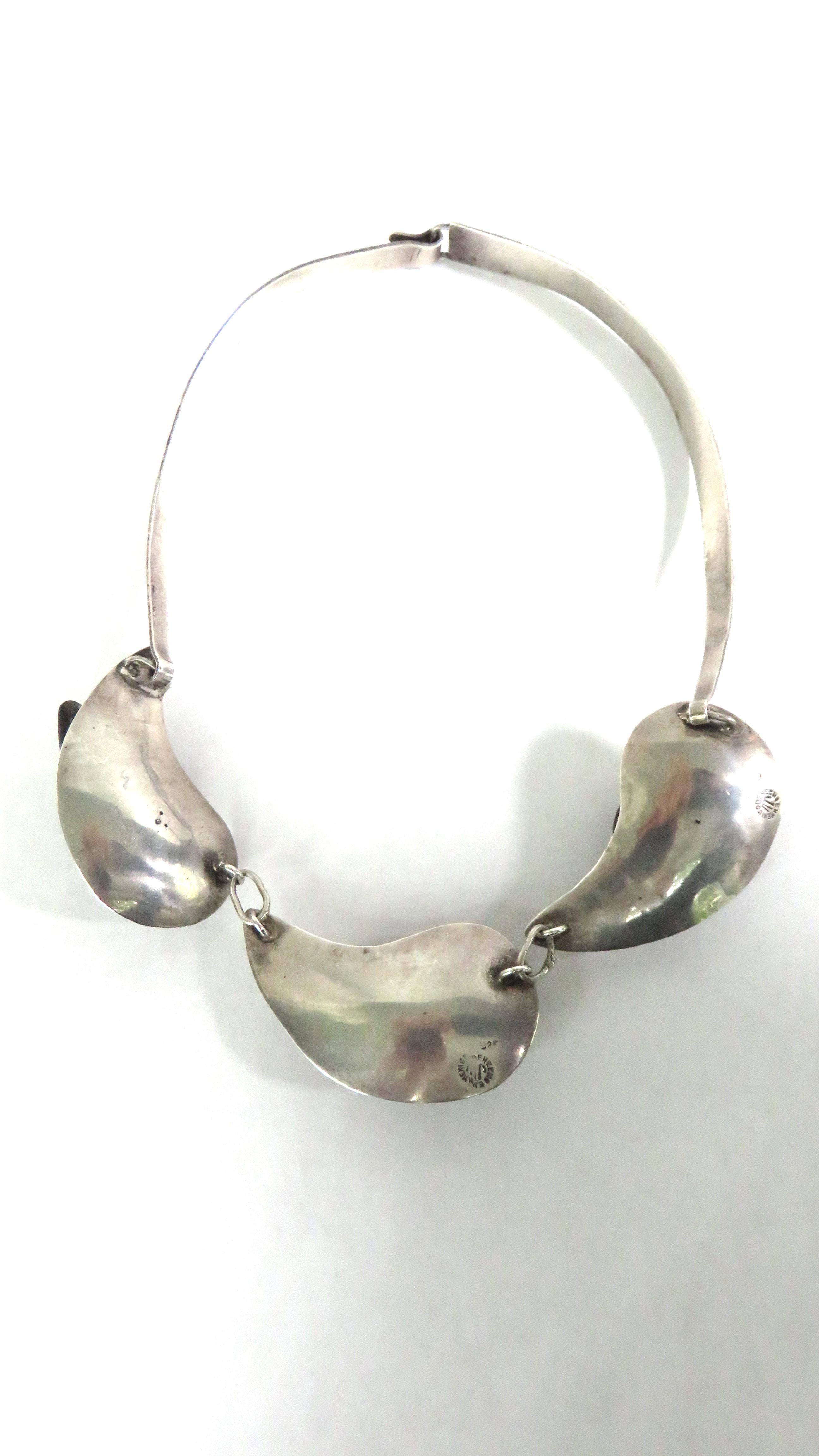Collana a goccia di ossidiana nera in argento sterling in vendita 6