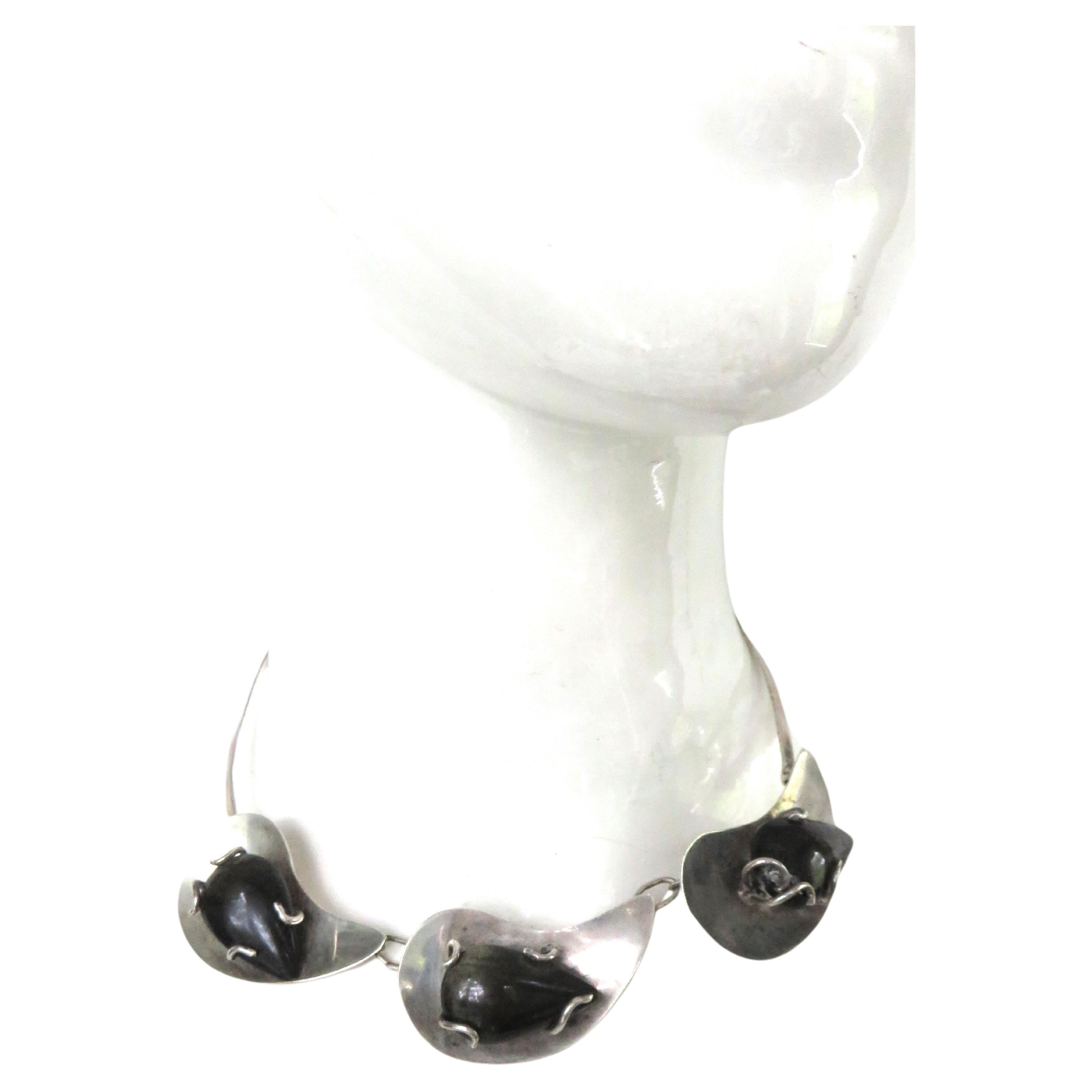 Collana a goccia di ossidiana nera in argento sterling In condizioni buone in vendita a Water Mill, NY