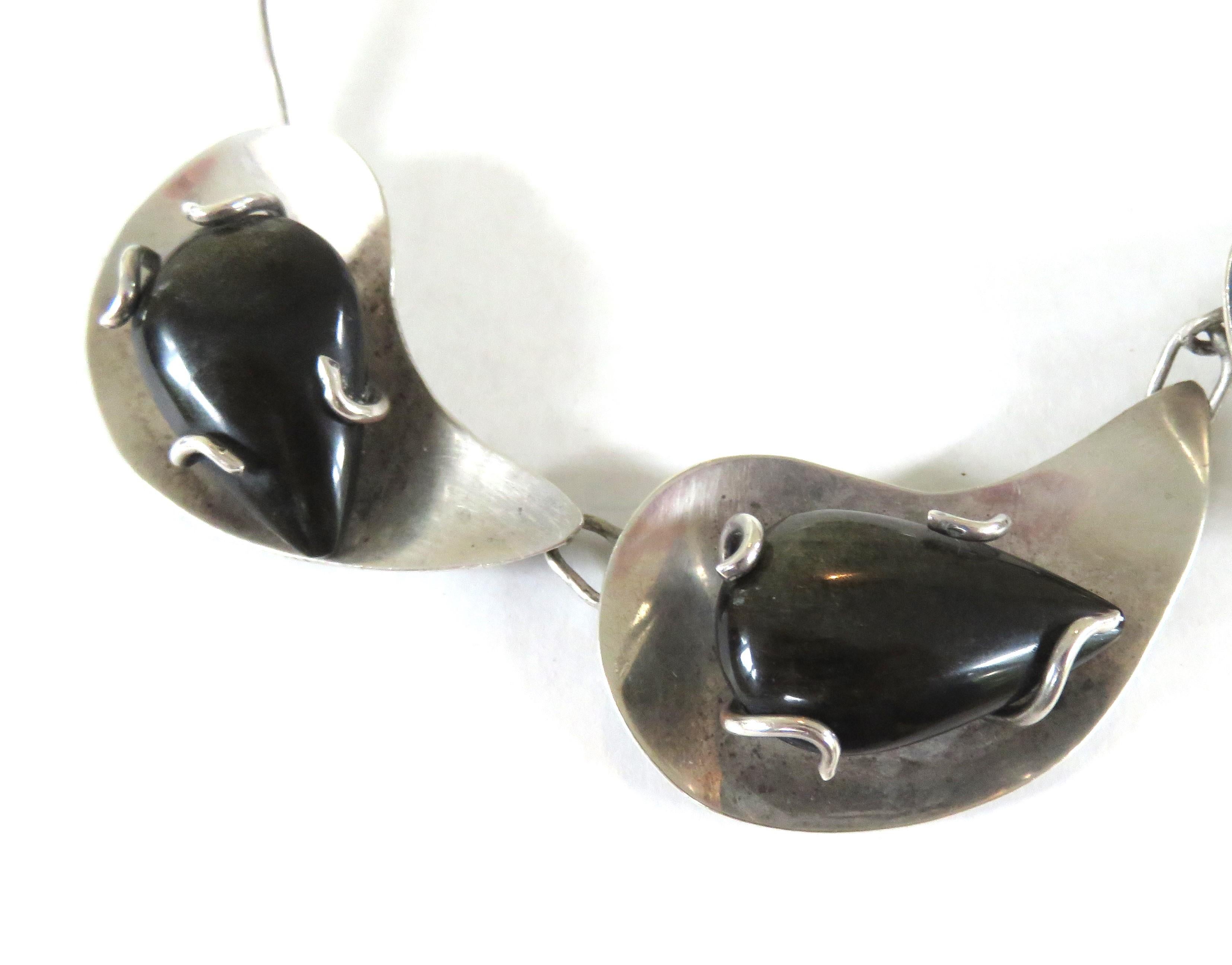Collana a goccia di ossidiana nera in argento sterling in vendita 3