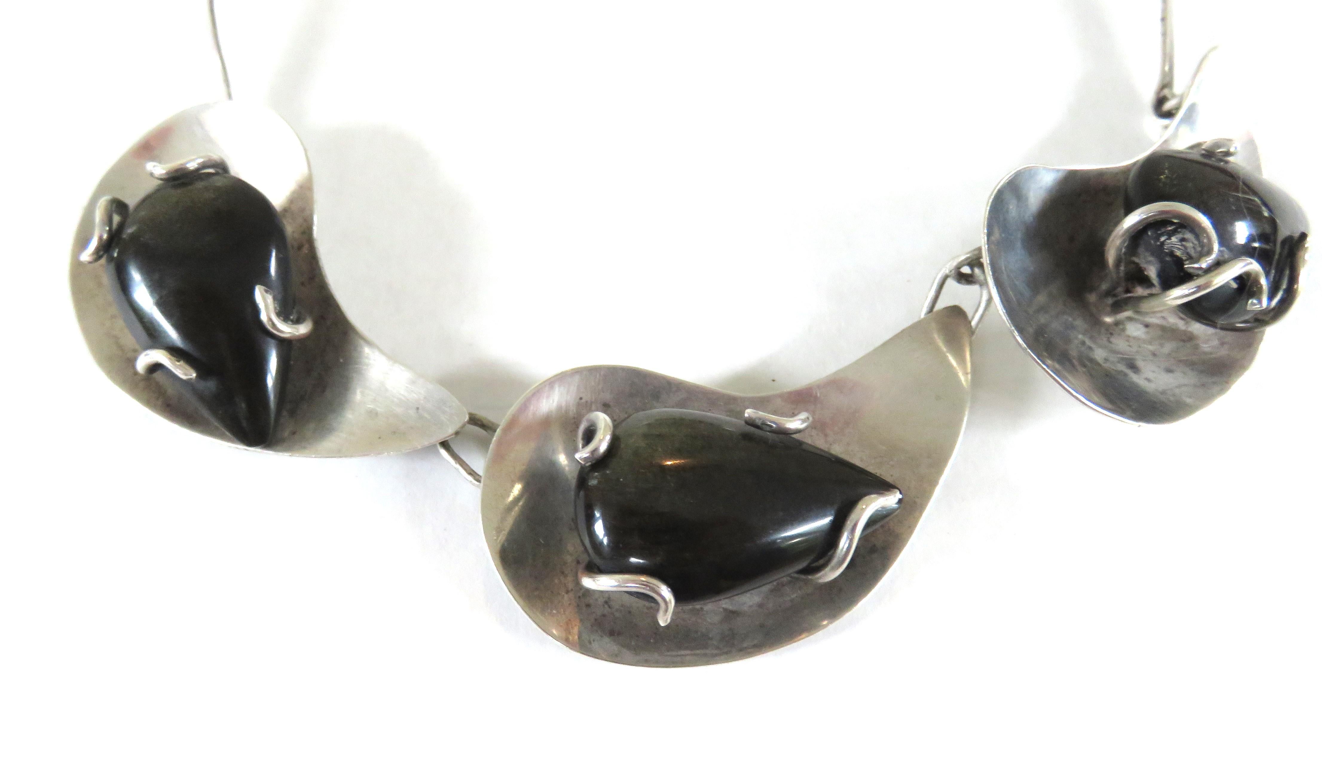 Collana a goccia di ossidiana nera in argento sterling in vendita 4