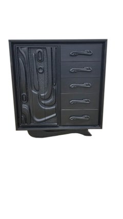 Black Oceanic Highboy Brutalist Armoire By Witco Pulaski