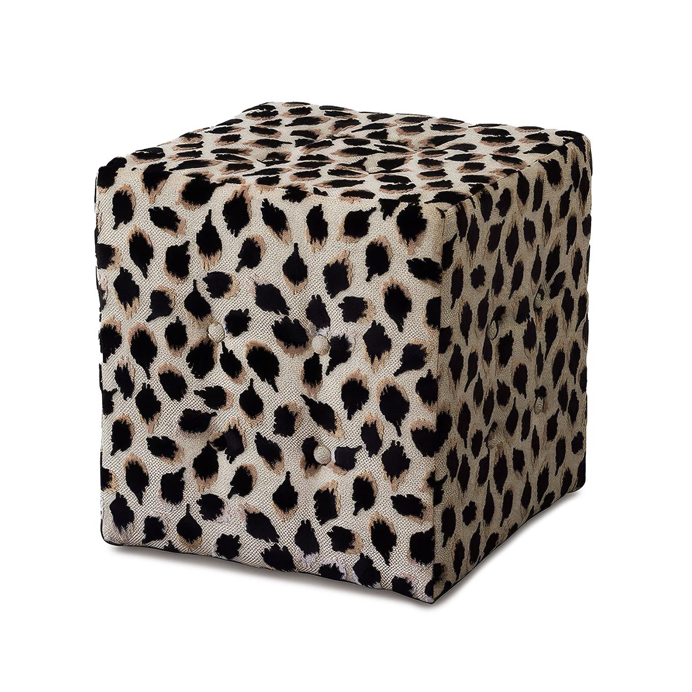 Black Ocelot Cube Ottoman