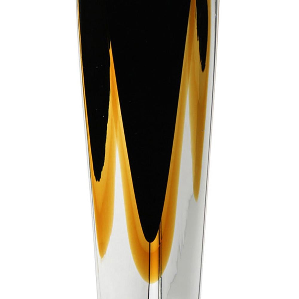 Schwarze ockerfarbene Vase (Belgisch) im Angebot