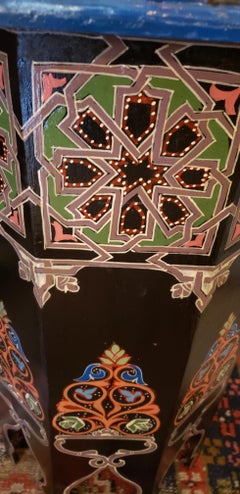 Black Octagonal Hand Painted Table, Marrakech