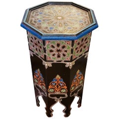 Black Octagonal Hand Painted Table, Marrakech