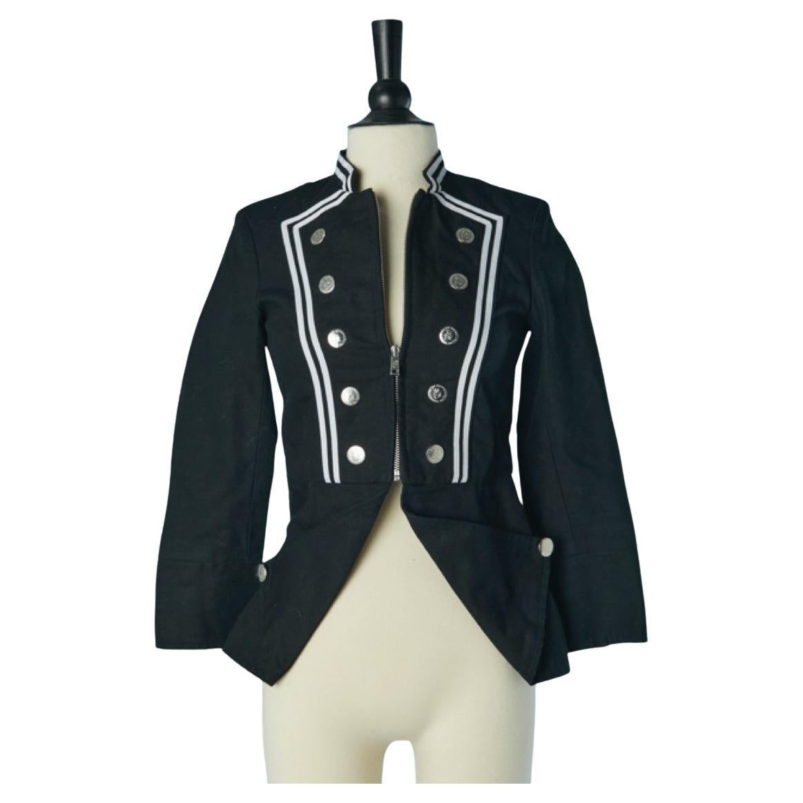 Black officier jacket with white piping JC/DC