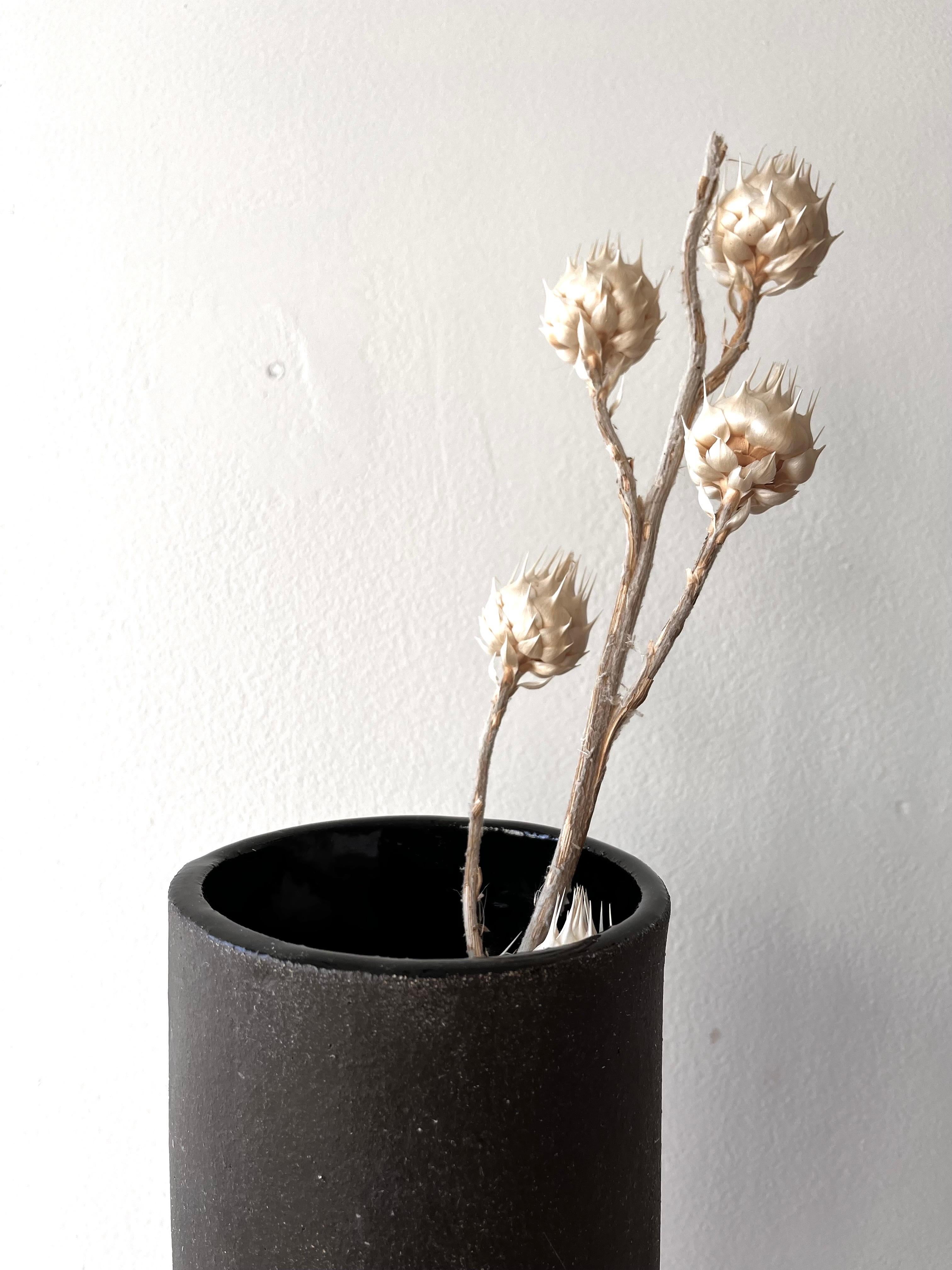 Fired Black-on-Black Ball Vase For Sale