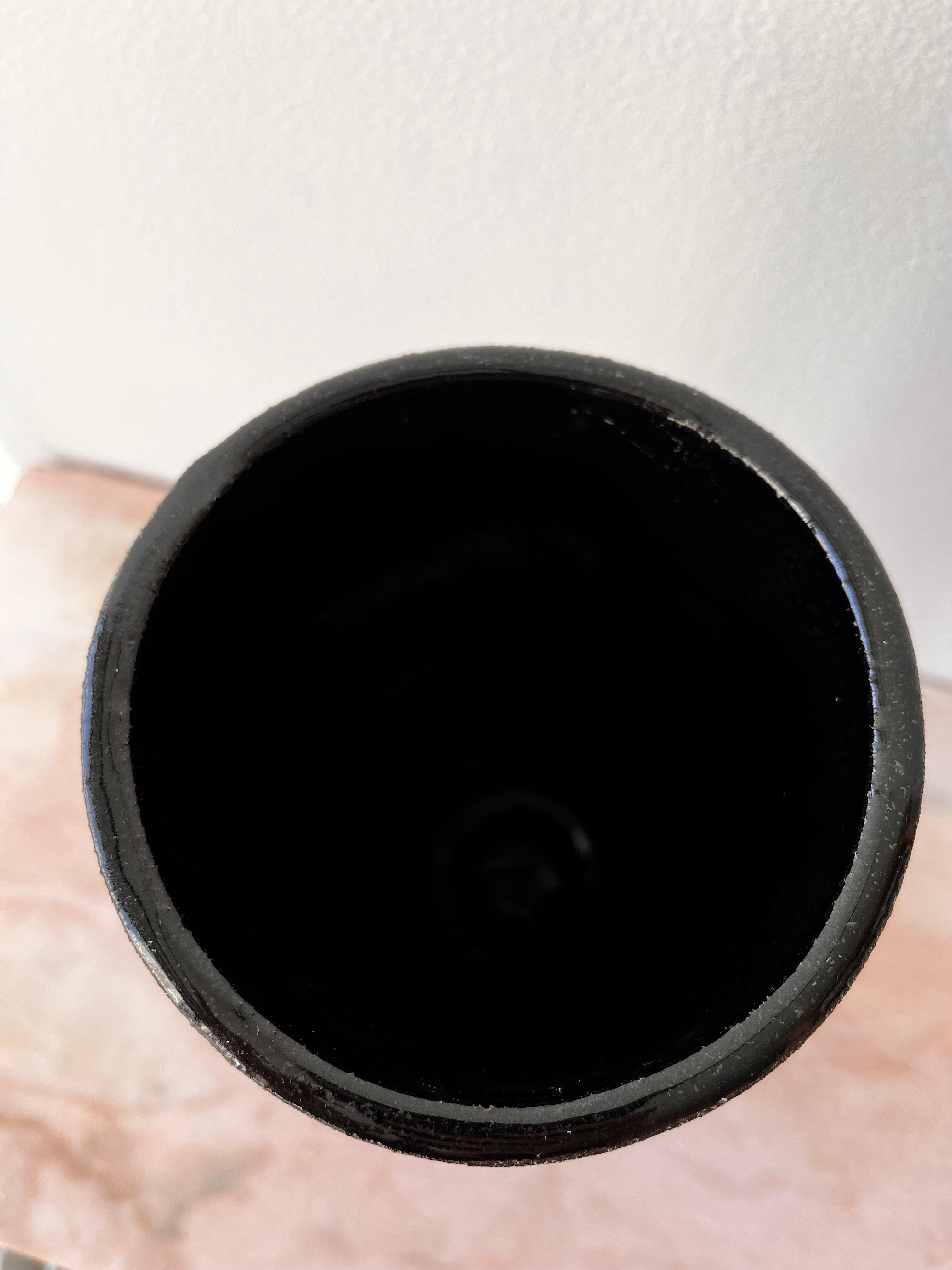Contemporary Black-on-Black Ball Vase For Sale