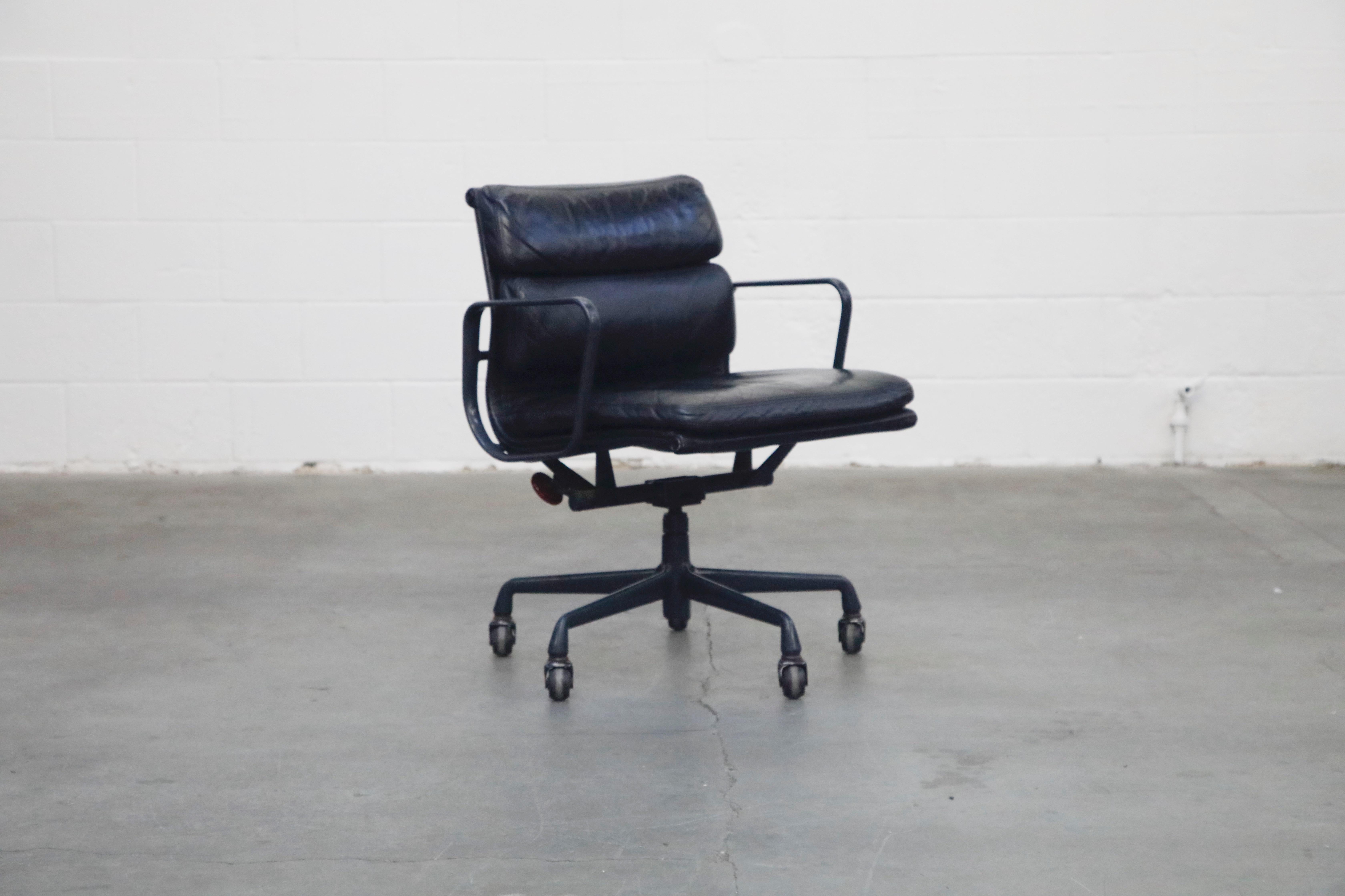 Mid-Century Modern Black on Black Eames Soft Pad Management Chair by Eames for Herman Miller, 1992