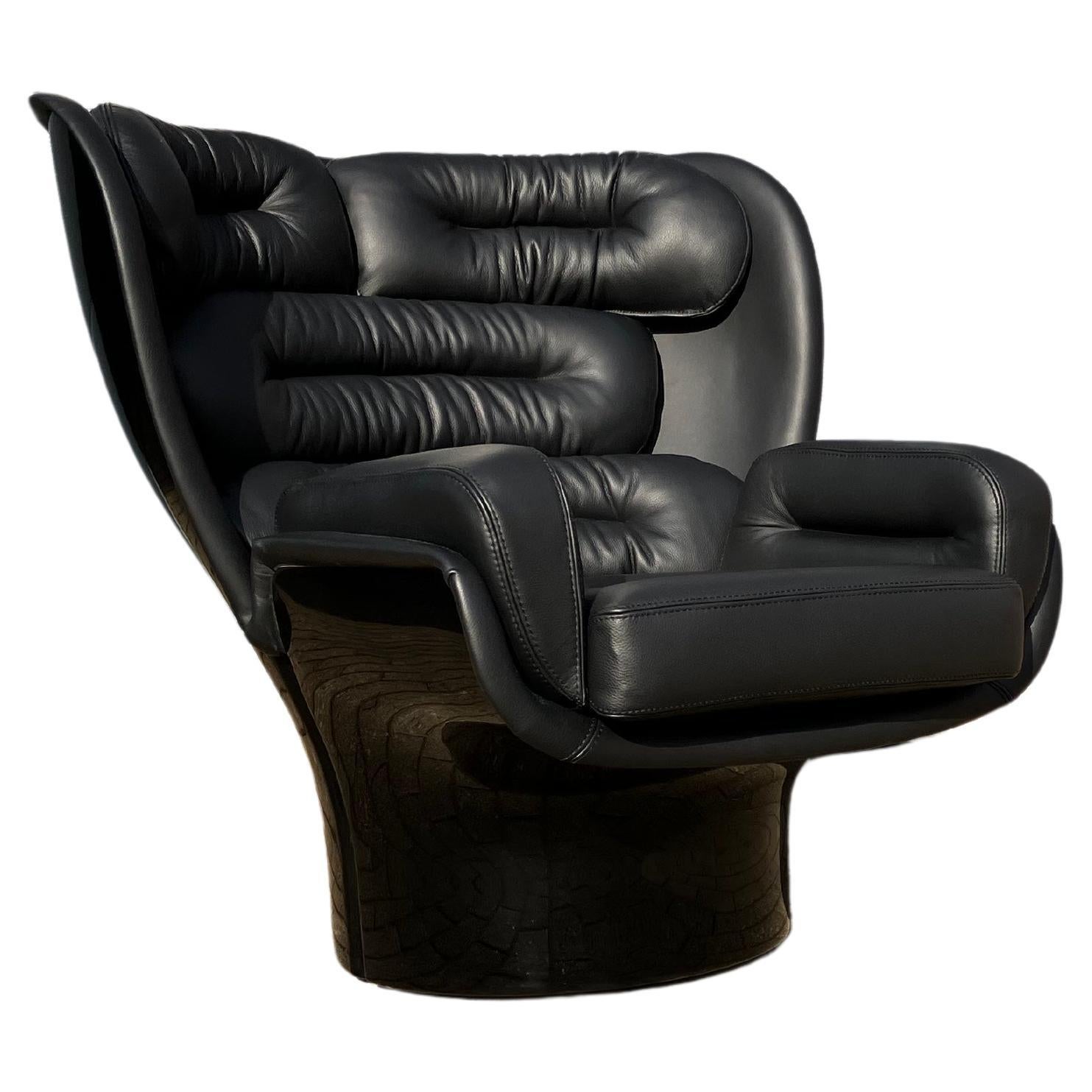 Black on Black Joe Colombo Elda Chair For Sale