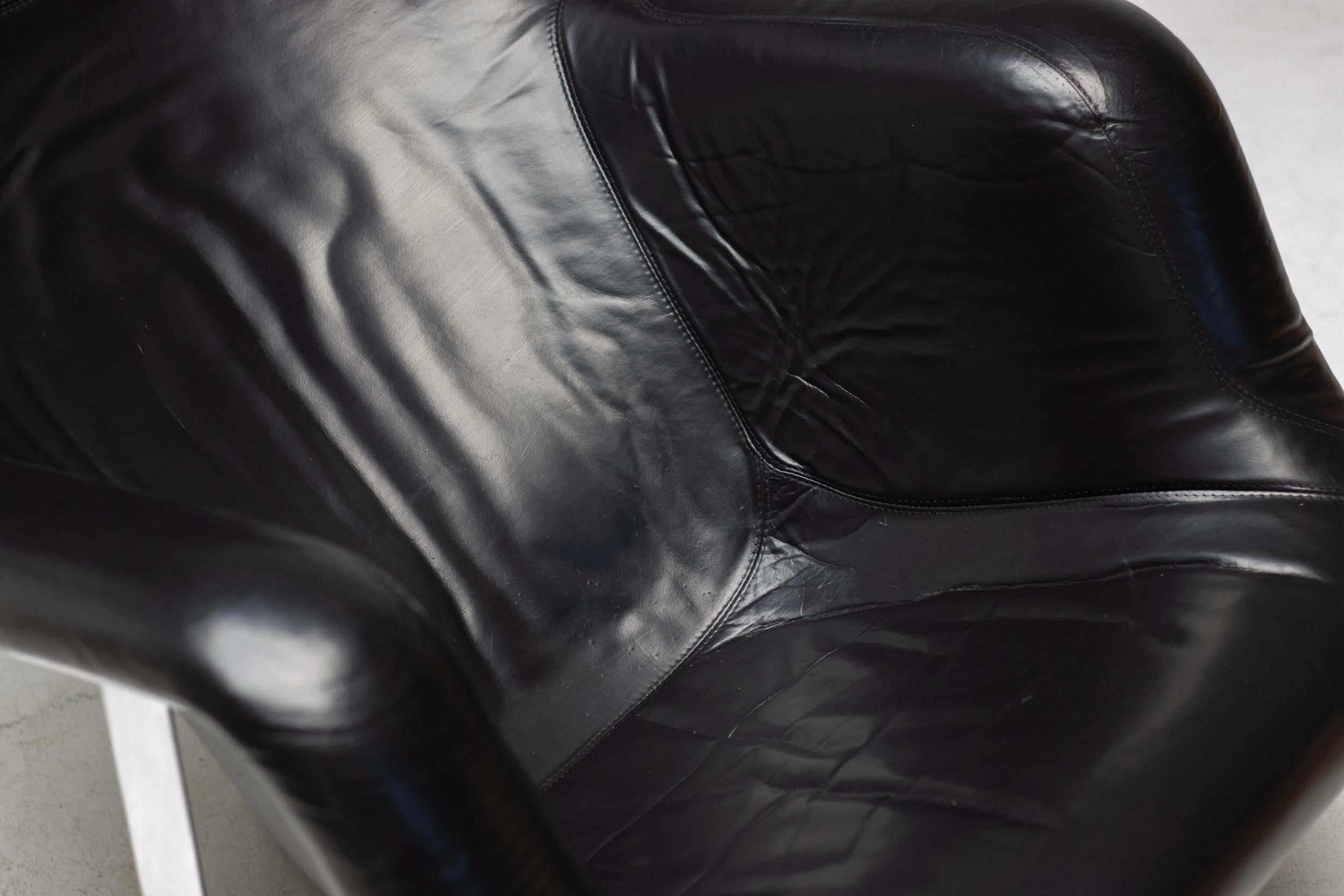Black on Black Karuselli Lounge Chair and Footstool by Yrjo Kukkapuro for Haimi 4