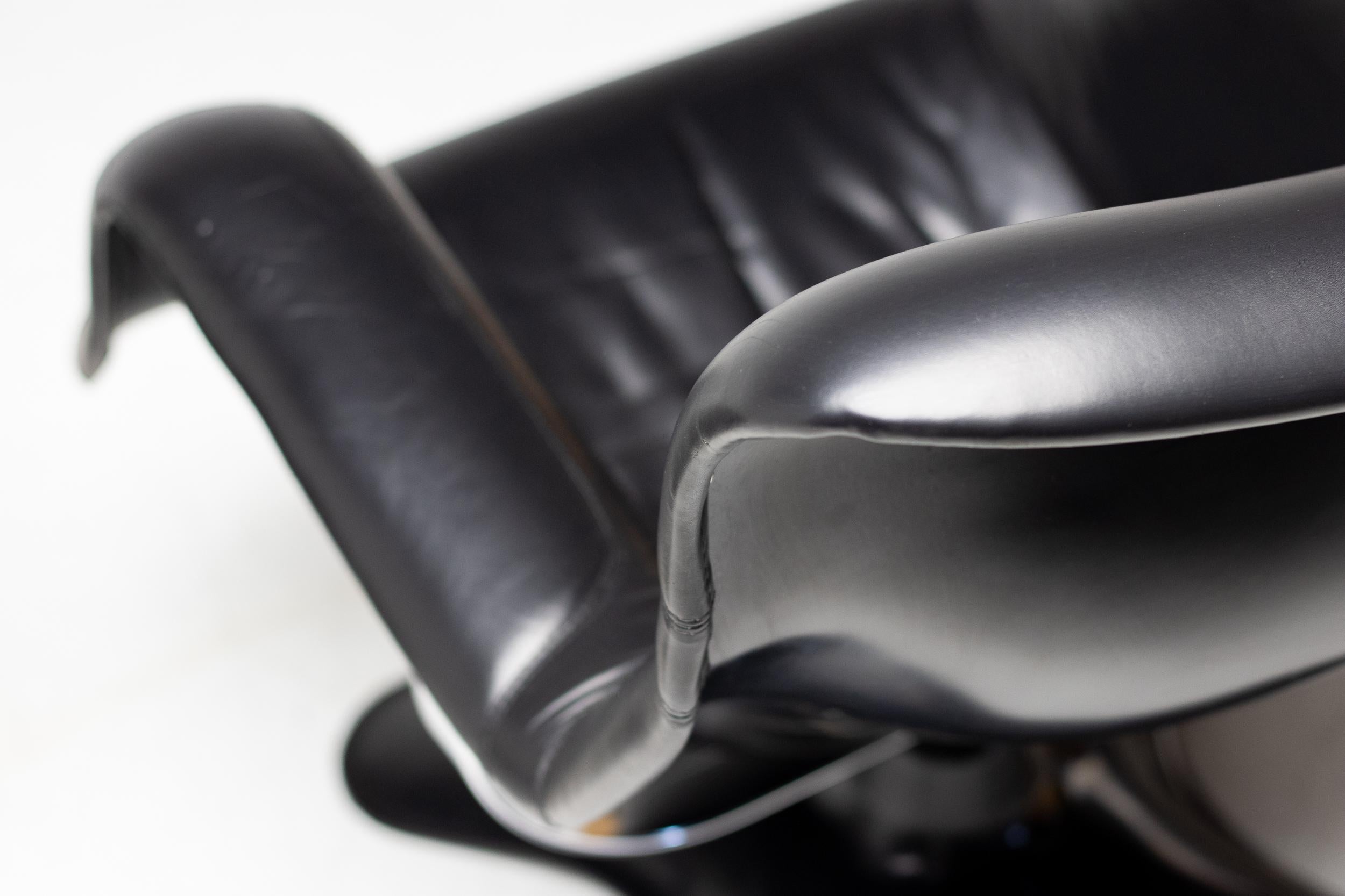Black on Black Karuselli Lounge Chair and Footstool by Yrjo Kukkapuro for Haimi 1