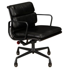 Vintage Black on Black Soft Pad Desk Chair by Charles Eames for Herman Miller, Signed