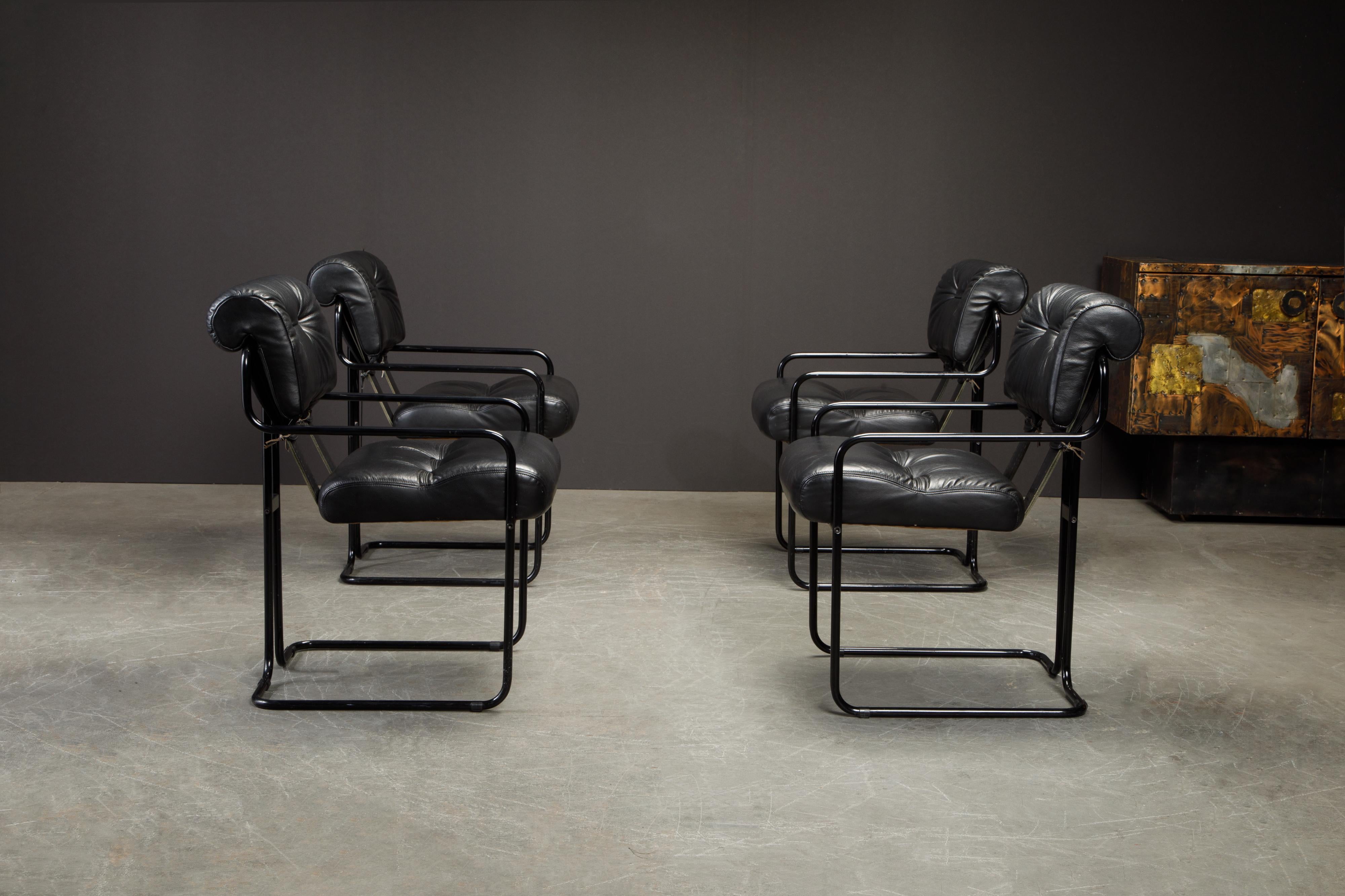 Modern Black on Black Tucroma Chairs by Guido Faleschini for i4 Mariani, 1980s, Signed