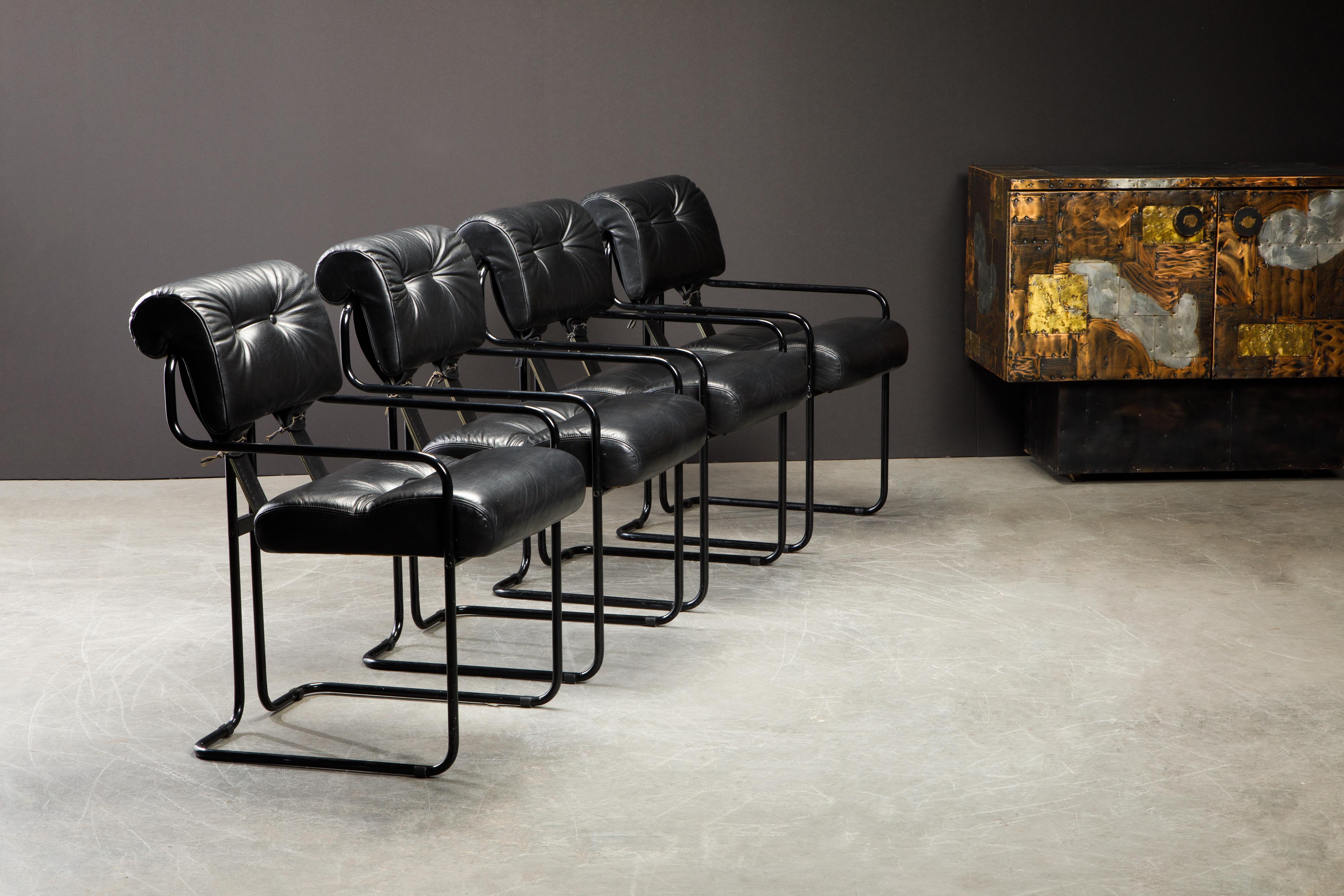 Italian Black on Black Tucroma Chairs by Guido Faleschini for i4 Mariani, 1980s, Signed