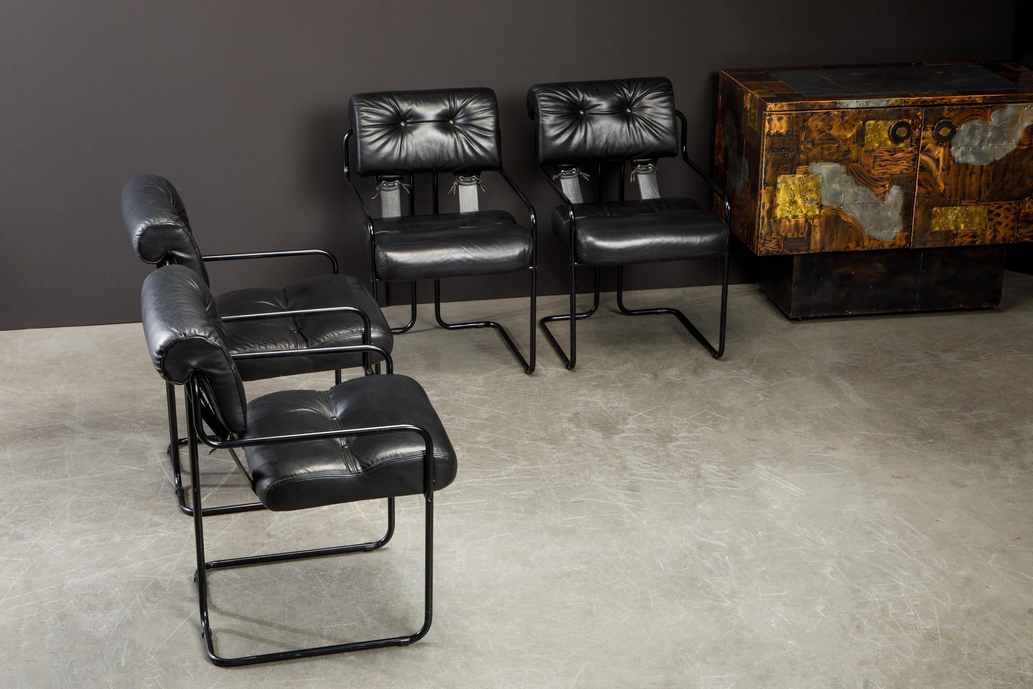 Black on Black Tucroma Chairs by Guido Faleschini for i4 Mariani, 1980s, Signed In Good Condition In Los Angeles, CA