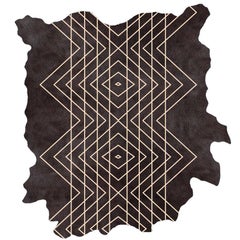 Black on Natural, Intersection H.6., Hand Dyed Cowhide Rug by AVO