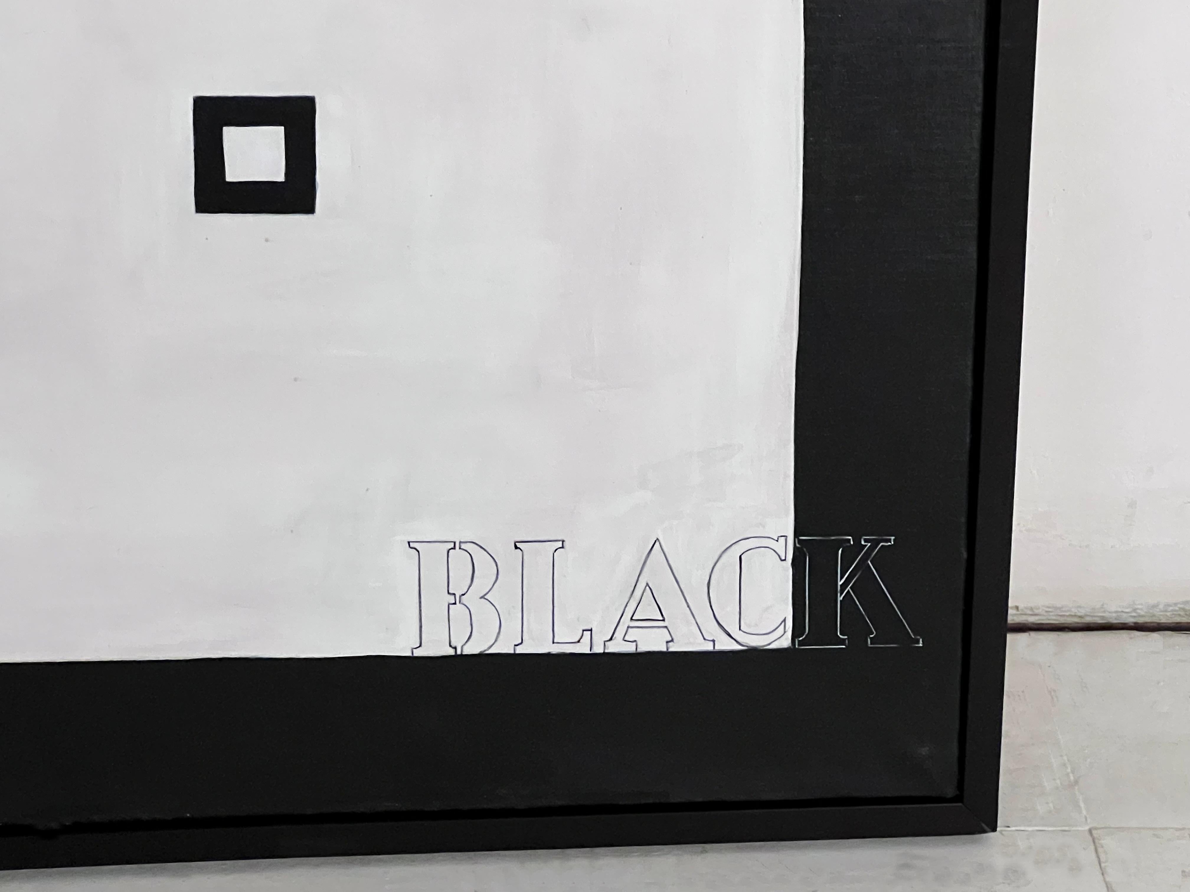 Moderne Huile sur toile « Black on White on Black on White » (Noir sur blanc sur blanc) de David Segel en vente